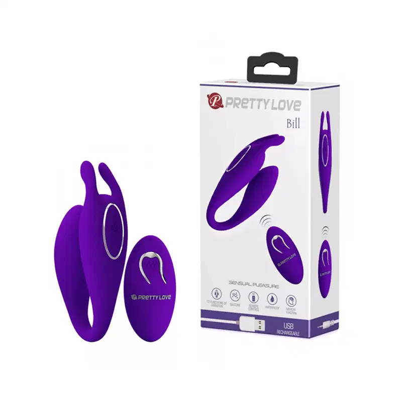 Vibrador Casal com 12 Vibrações e Controle- Pretty Love Bill