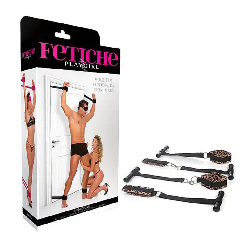 Kit Bondage com 4 Amarras para Porta - Oncinha - Fetiche