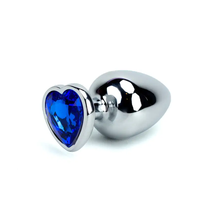 Plug Anal G com Joia de Coração - 7,5 x 4,1 cm | Azul