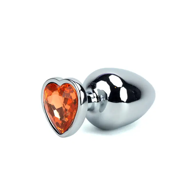 Plug Anal G com Joia de Coração - 7,5 x 4,1 cm | Laranja