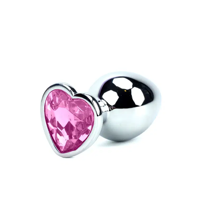 Plug Anal G com Joia de Coração - 7,5 x 4,1 cm | Rosa