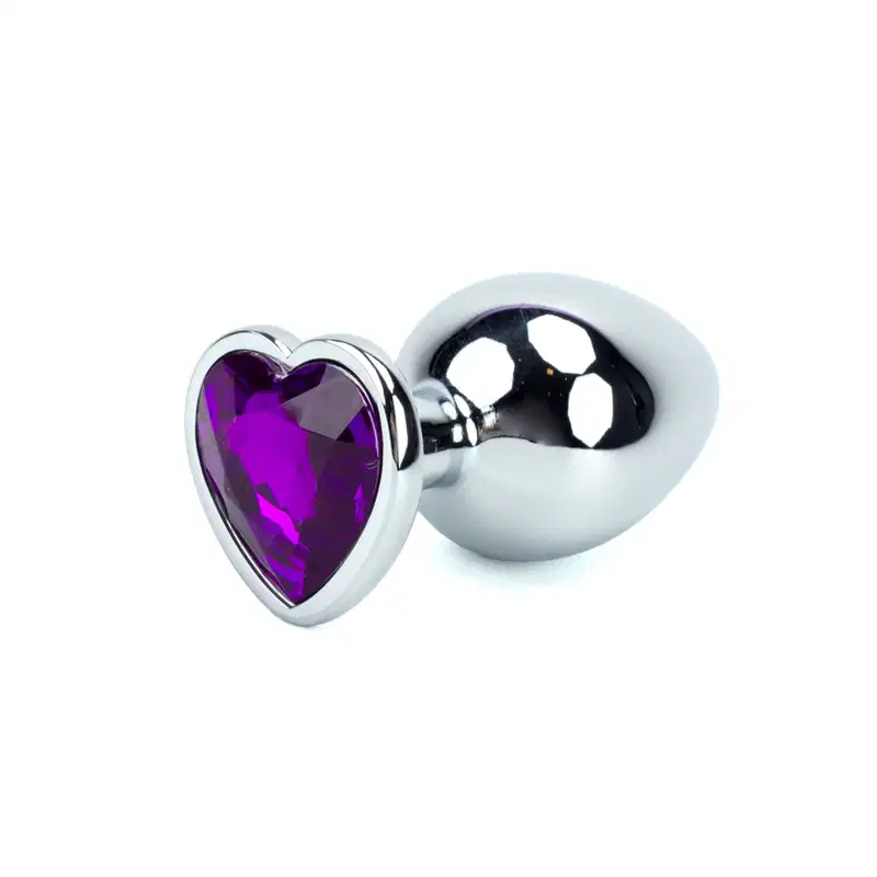 Plug Anal G com Joia de Coração - 7,5 x 4,1 cm | Roxo