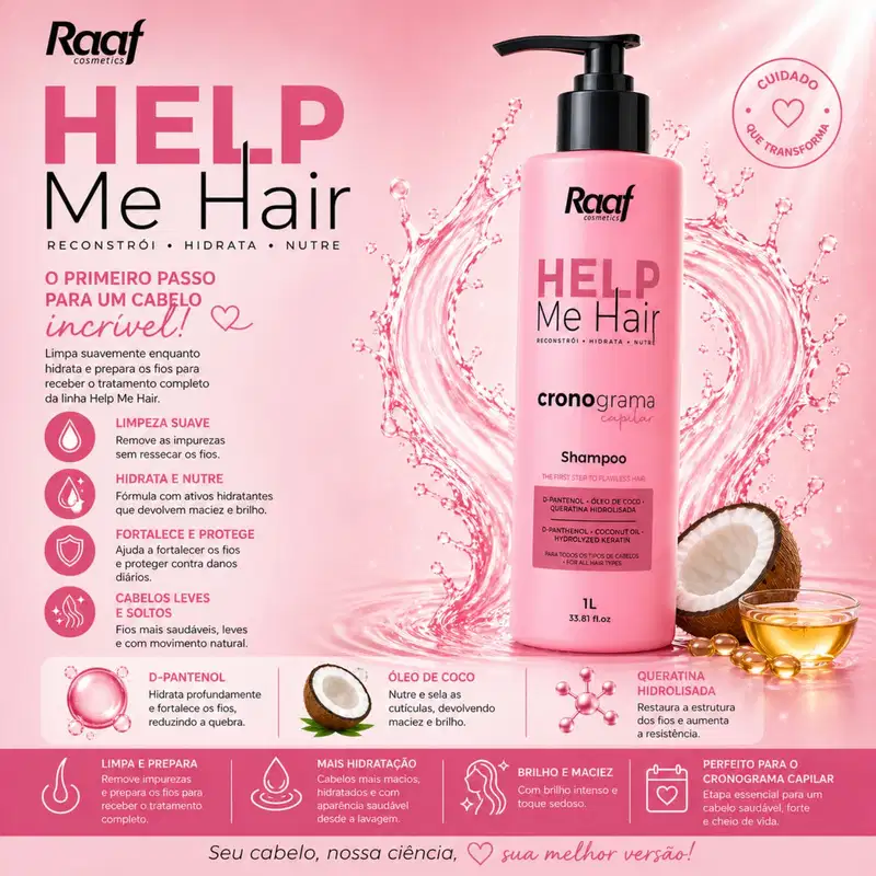 Shampoo Nutritivo Help Me Hair Raaf Cosmetics - 1L