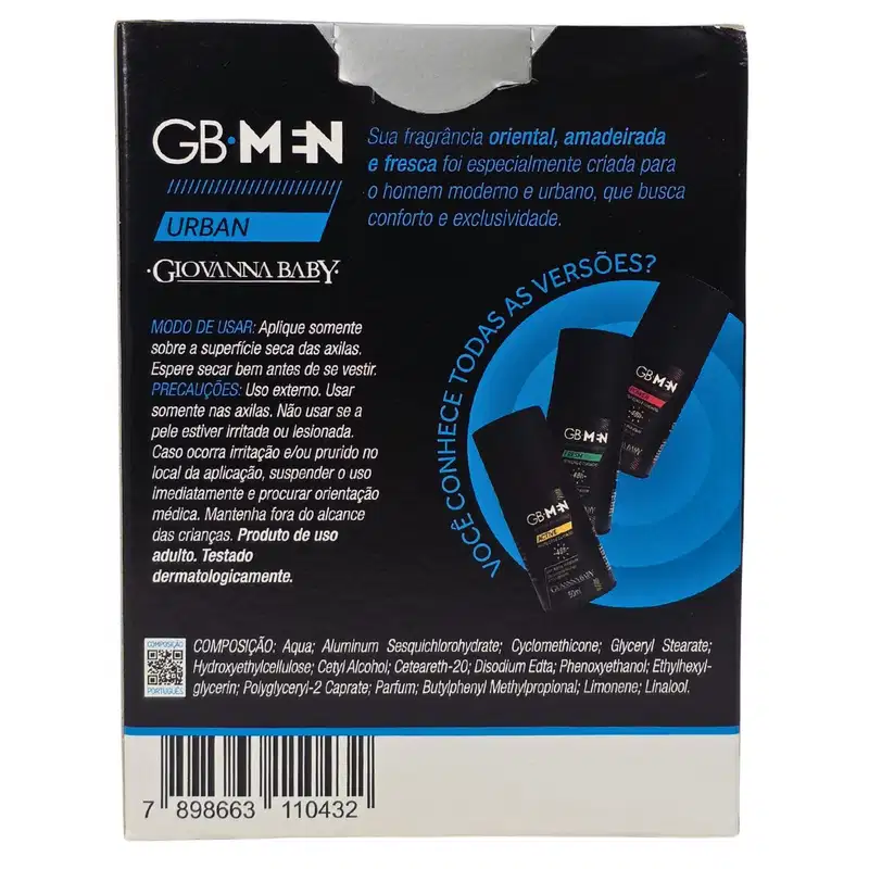 Giovanna Baby GB Men Kit 2 Desodorante Roll-on Urban 48h Vegano 50ml Cada