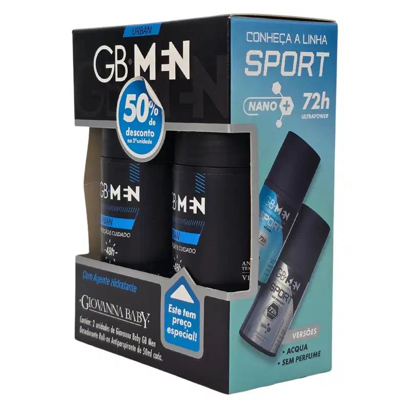 Giovanna Baby GB Men Kit 2 Desodorante Roll-on Urban 48h Vegano 50ml Cada