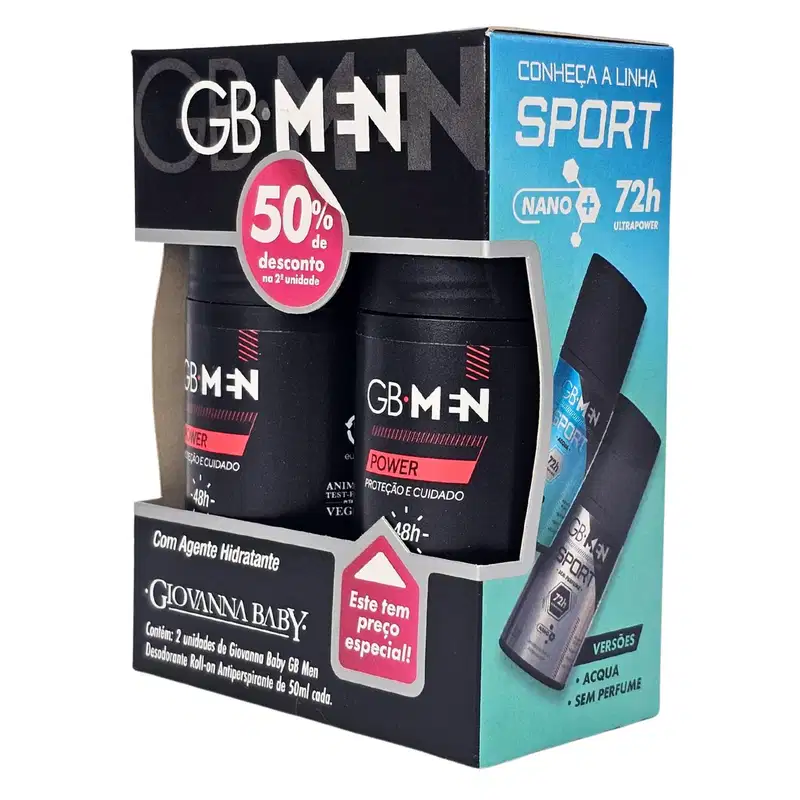 Giovanna Baby GB Men Kit 2 Desodorante Roll-on Power 48h Vegano 50ml Cada
