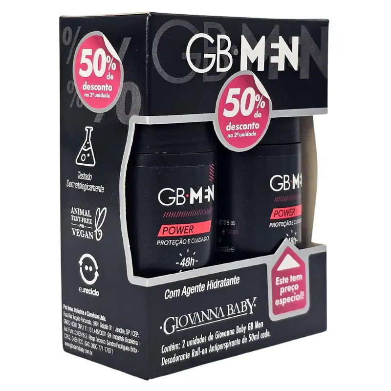Giovanna Baby GB Men Kit 2 Desodorante Roll-on Power 48h Vegano 50ml Cada