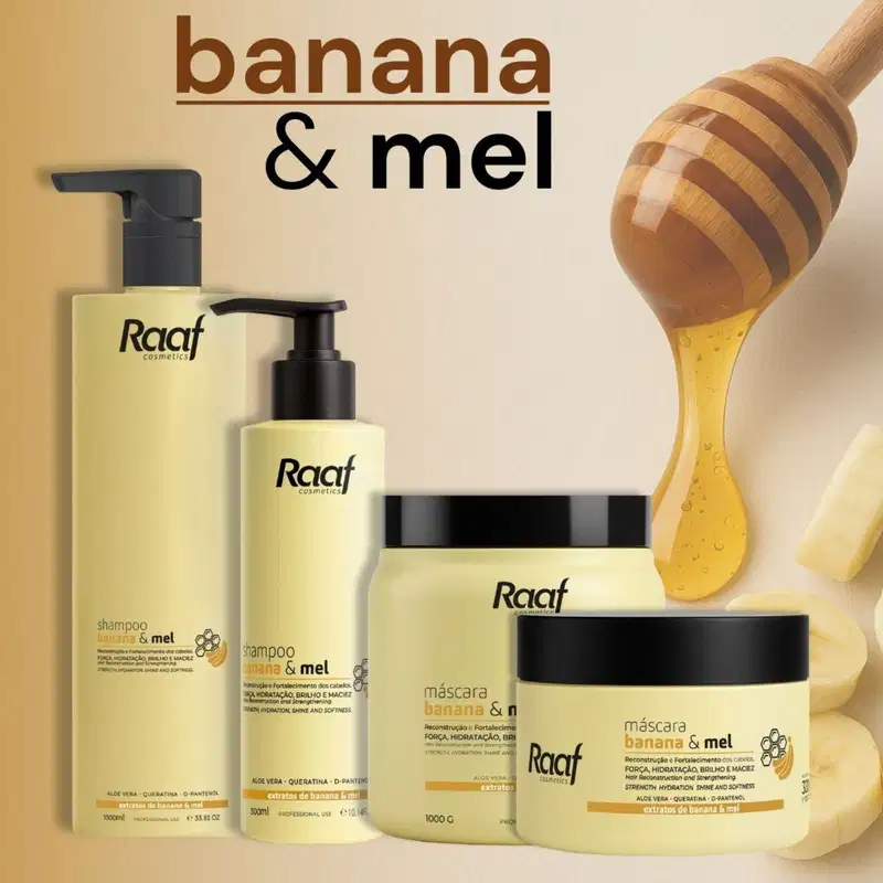 Shampoo Reconstrutor Banana e Mel Raaf Cosmetics - 1L