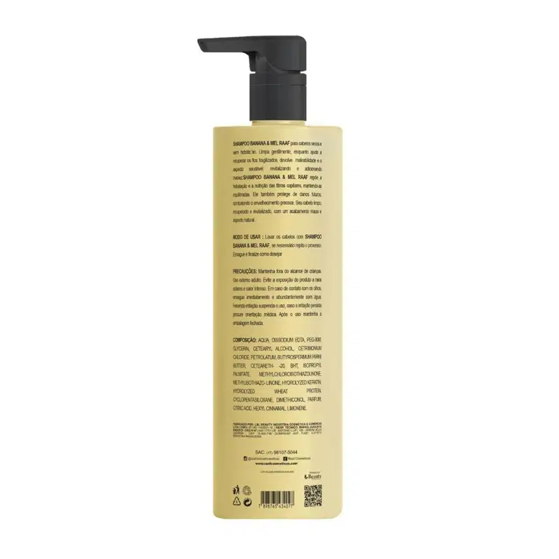 Shampoo Reconstrutor Banana e Mel Raaf Cosmetics - 1L