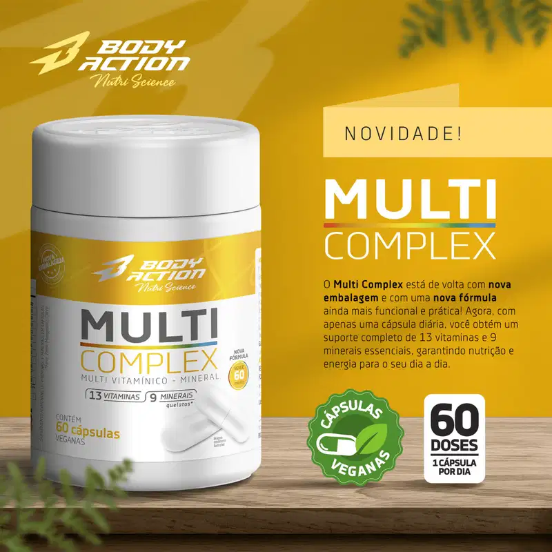 Multi Complex com 13 vitaminas + 9 minerais - 60 cápsulas veganas