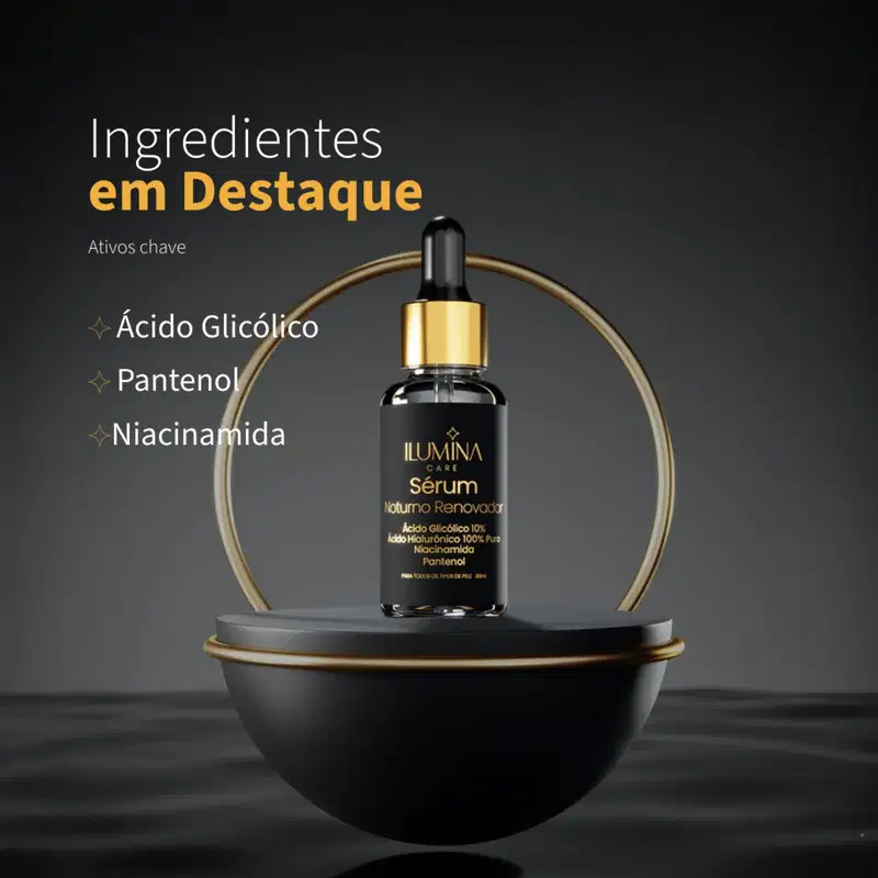Kit 5 Sérum Noturno Renovador Ácido Hialurônico 30ml Ilumina Care