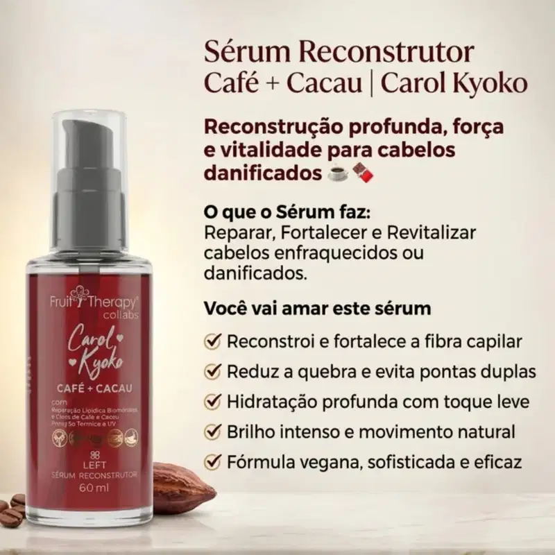 Sérum Reconstrutor Café + Cacau Carol Kyoko 60ml