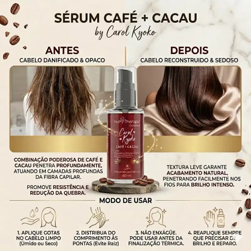 Sérum Reconstrutor Café + Cacau Carol Kyoko 60ml