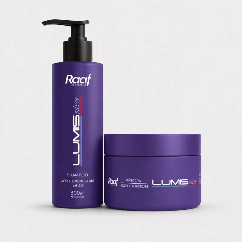 Kit Lumis Silver Matizador Capilar Shampoo 300ml e Máscara 300g Raaf Cosmetics