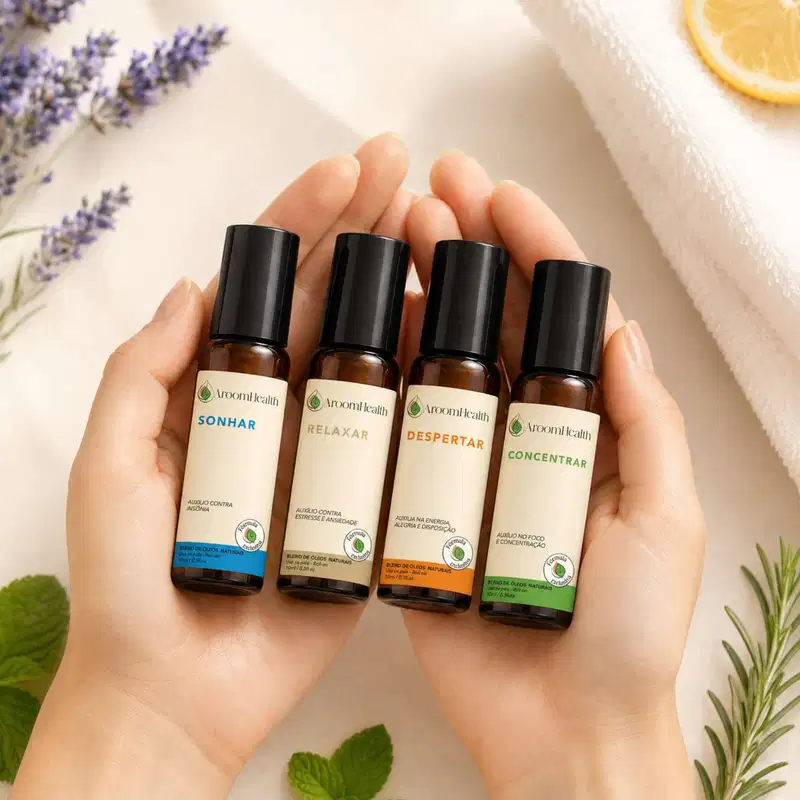 Kit 4 blends de óleos essenciais - Concentrar, Despertar, Relaxar e Sonhar roll-on - 10 ml cada