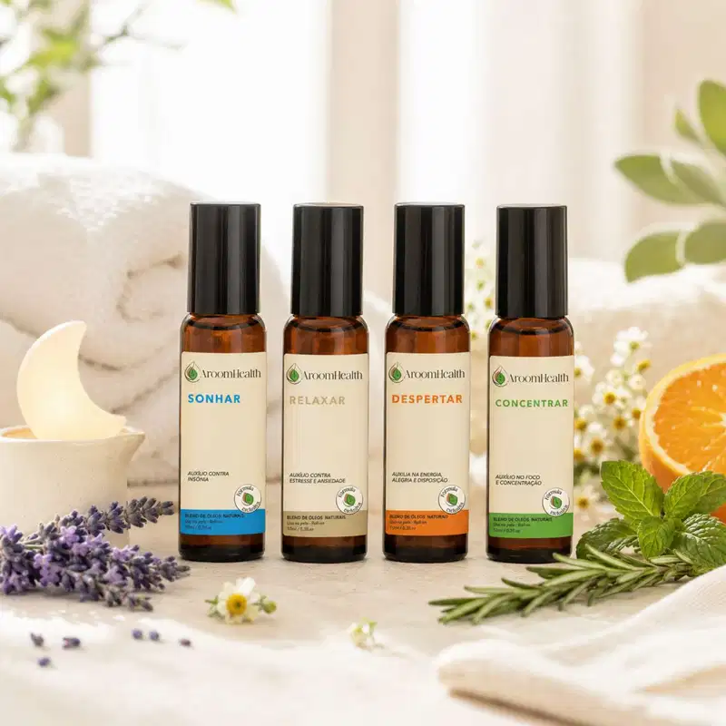 Kit 4 blends de óleos essenciais - Concentrar, Despertar, Relaxar e Sonhar roll-on - 10 ml cada
