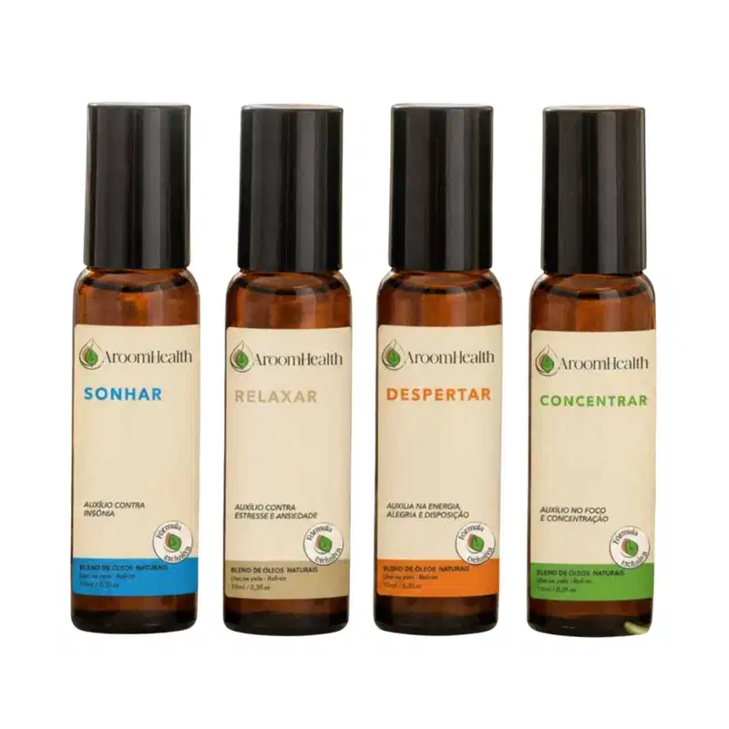 Kit 4 blends de óleos essenciais - Concentrar, Despertar, Relaxar e Sonhar roll-on - 10 ml cada