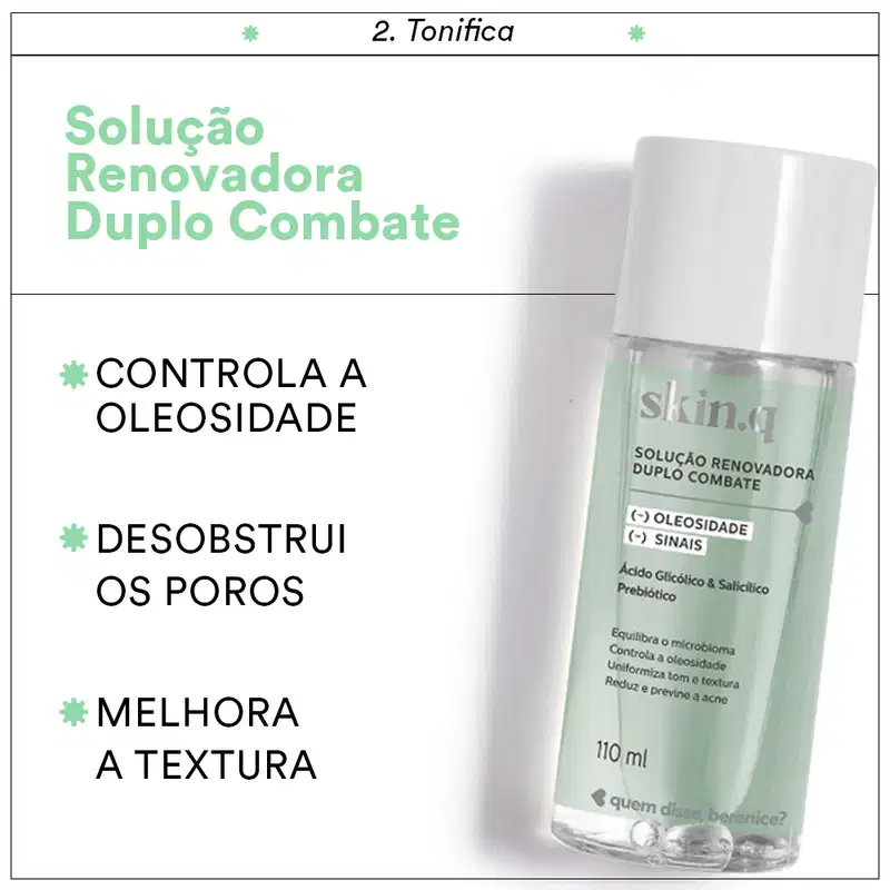 Solução Renovadora Facial Duplo Combate Skin.q 110ml