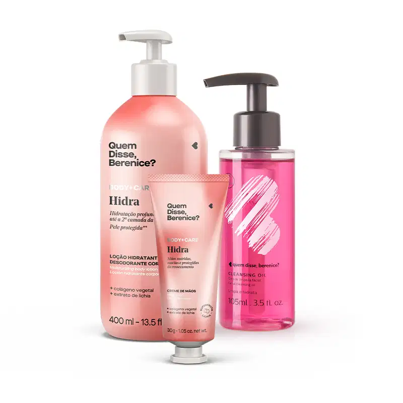 Kit Cleasing Oil +  Hidra Creme Hidratante Para as Mãos + Loção Hidratante Desodorante Corporal