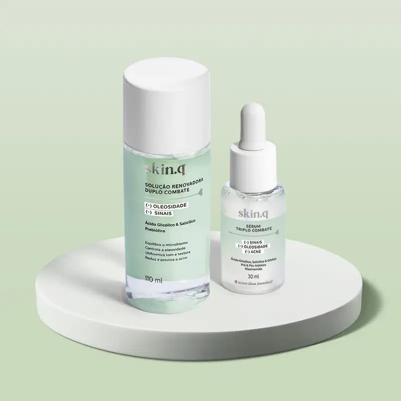 Combo Skincare Skin.q: Sérum Triplo Combate + Solução Renovadora Duplo Combate