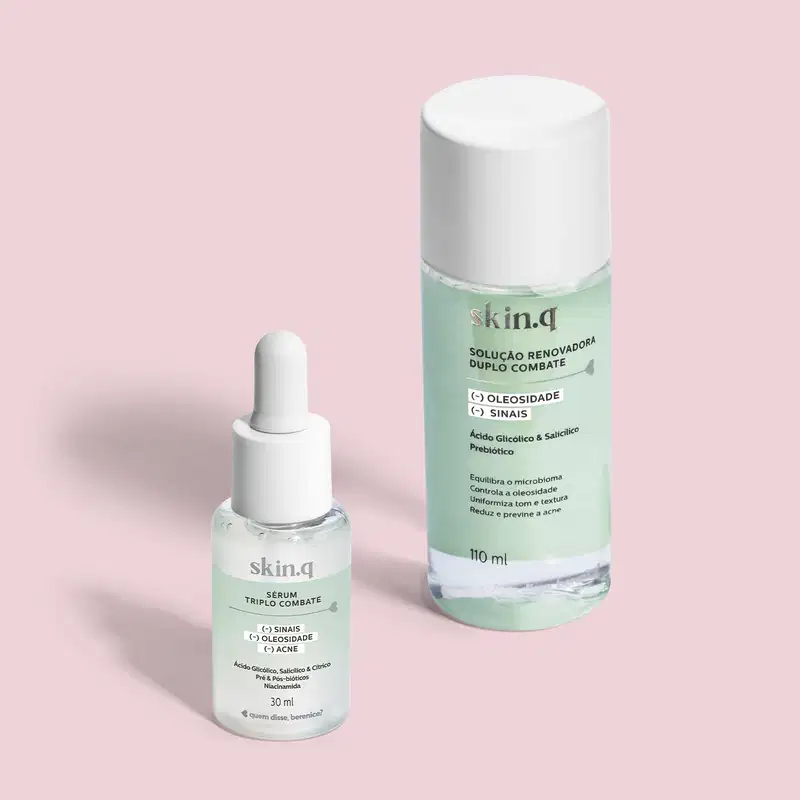 Combo Skincare Skin.q: Sérum Triplo Combate + Solução Renovadora Duplo Combate