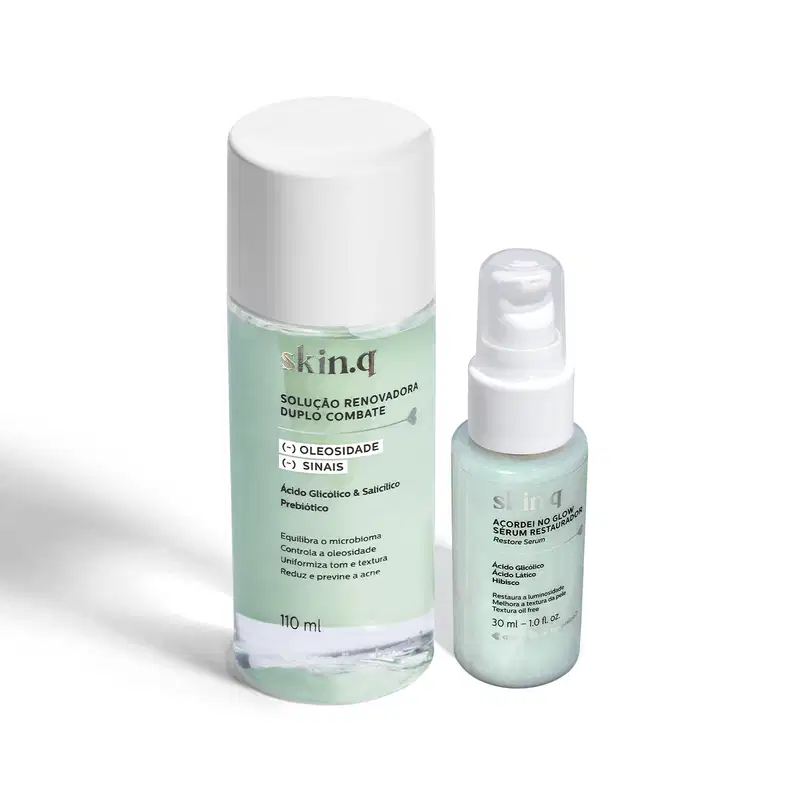 Combo Skin.q: Sérum Restaurador 30ml + Solução Renovador Facial 110ml