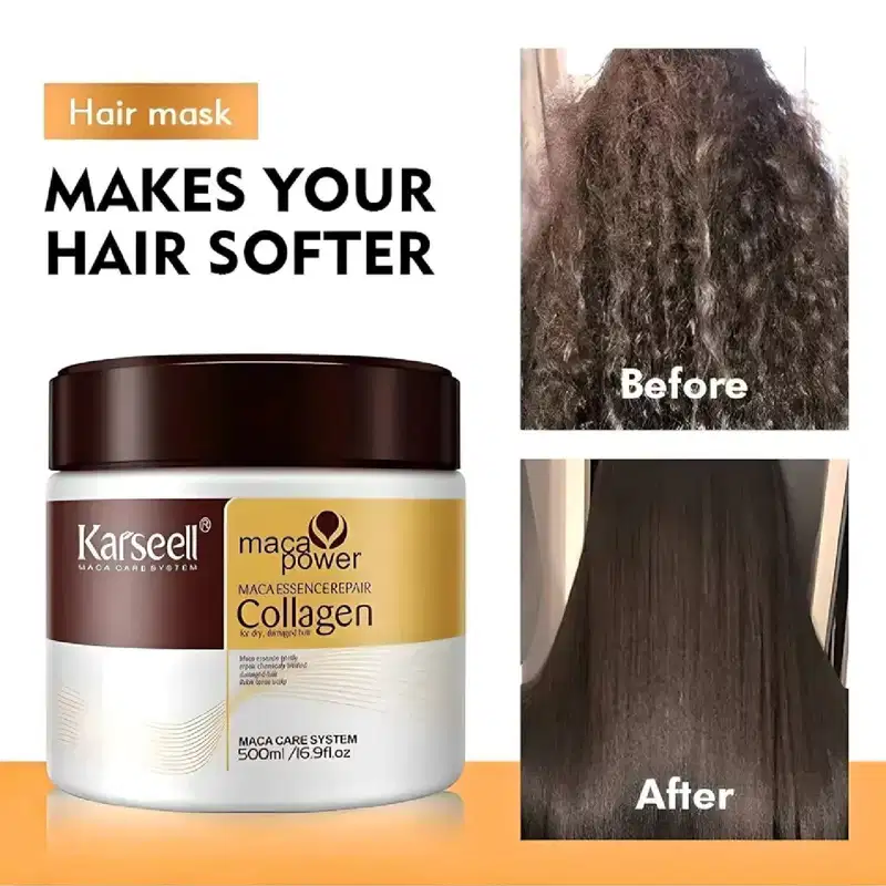 Máscara Collagen Karseell 500ml Original - Reparação Capilar Profunda + Escova Mágica