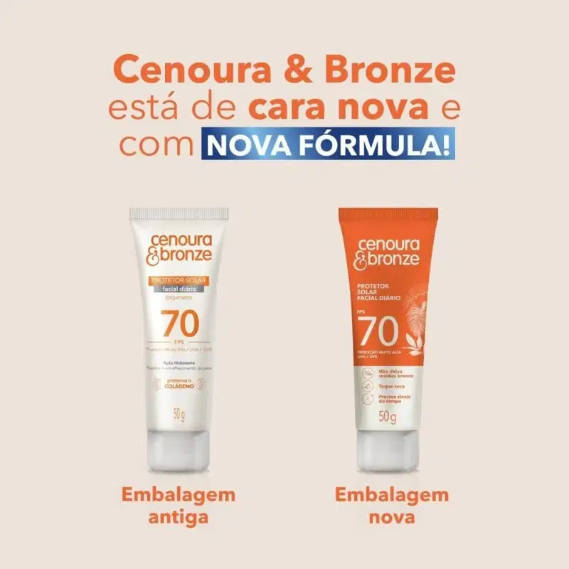 Cenoura & Bronze Protetor Solar Facial FPS 70 50g Diário