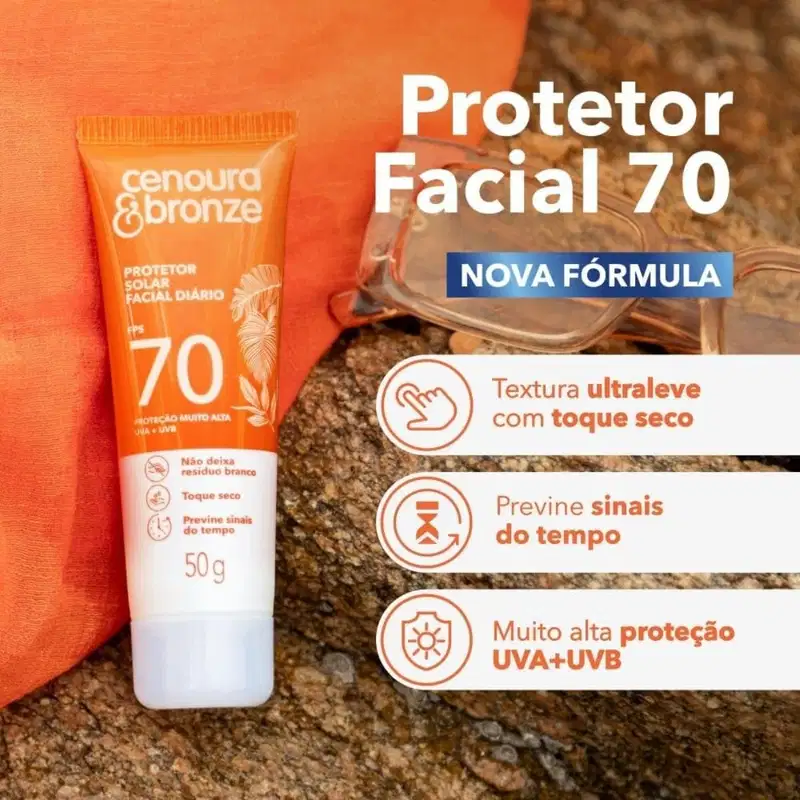 Cenoura & Bronze Protetor Solar Facial FPS 70 50g Diário