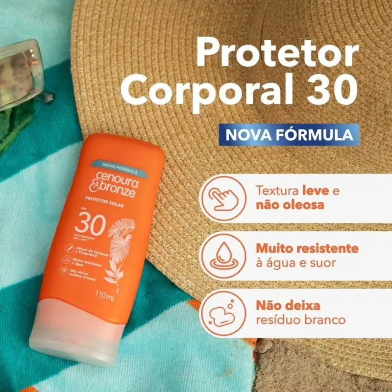Cenoura & Bronze Protetor Solar FPS 30 Corporal 200ml UVA