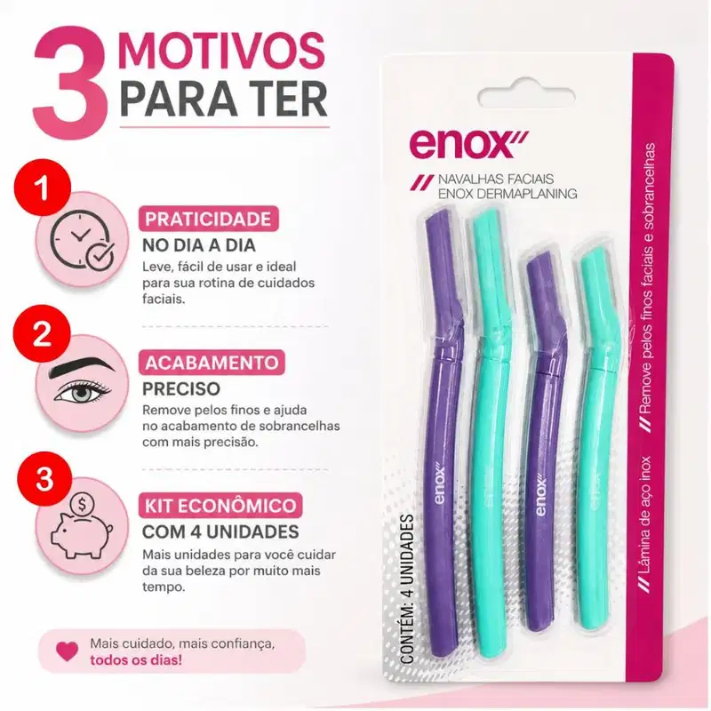 Kit Navalhas Faciais Enox Dermaplaning 4un Cód.2360
