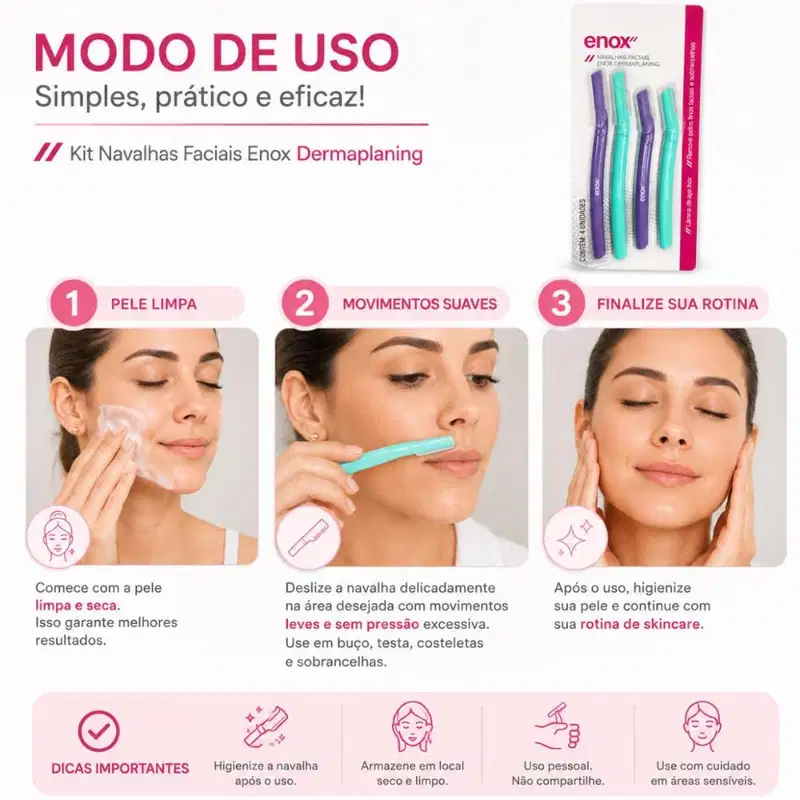 Kit Navalhas Faciais Enox Dermaplaning 4un Cód.2360