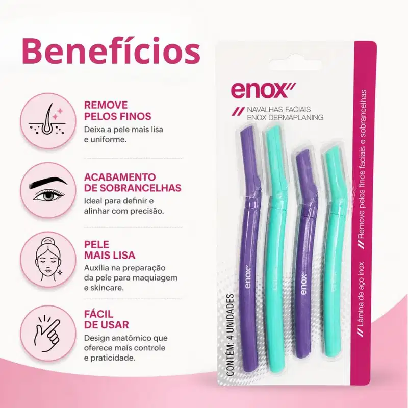 Kit Navalhas Faciais Enox Dermaplaning 4un Cód.2360