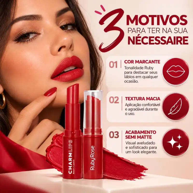 Batom Ruby Rose Charm Lips Cl19 Hb-l6001-19
