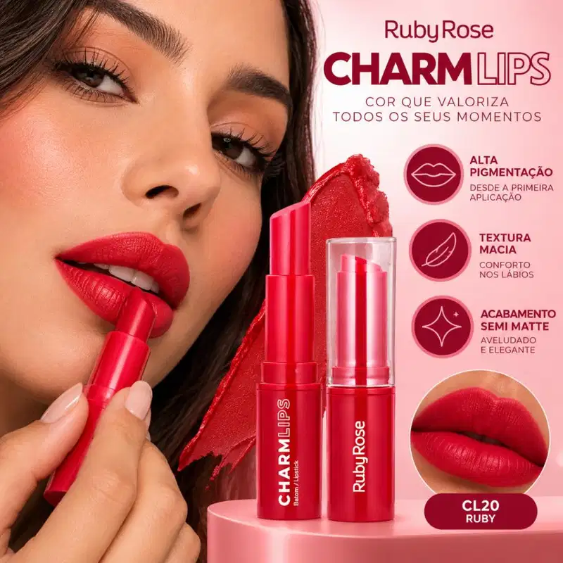 Batom Ruby Rose Charm Lips Cl20 Hb-l6001-20
