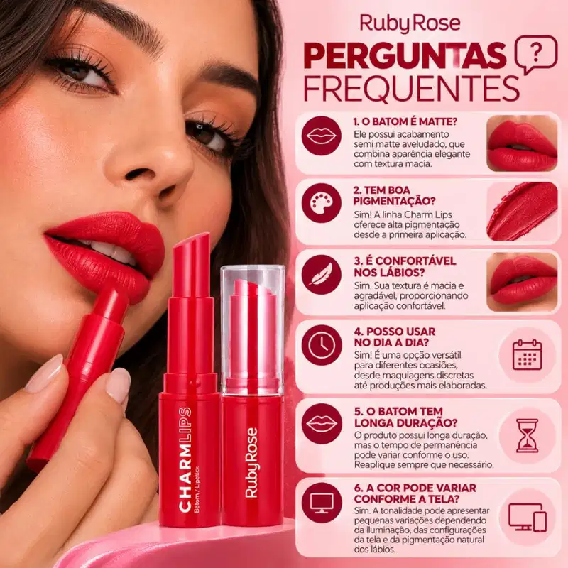 Batom Ruby Rose Charm Lips Cl20 Hb-l6001-20
