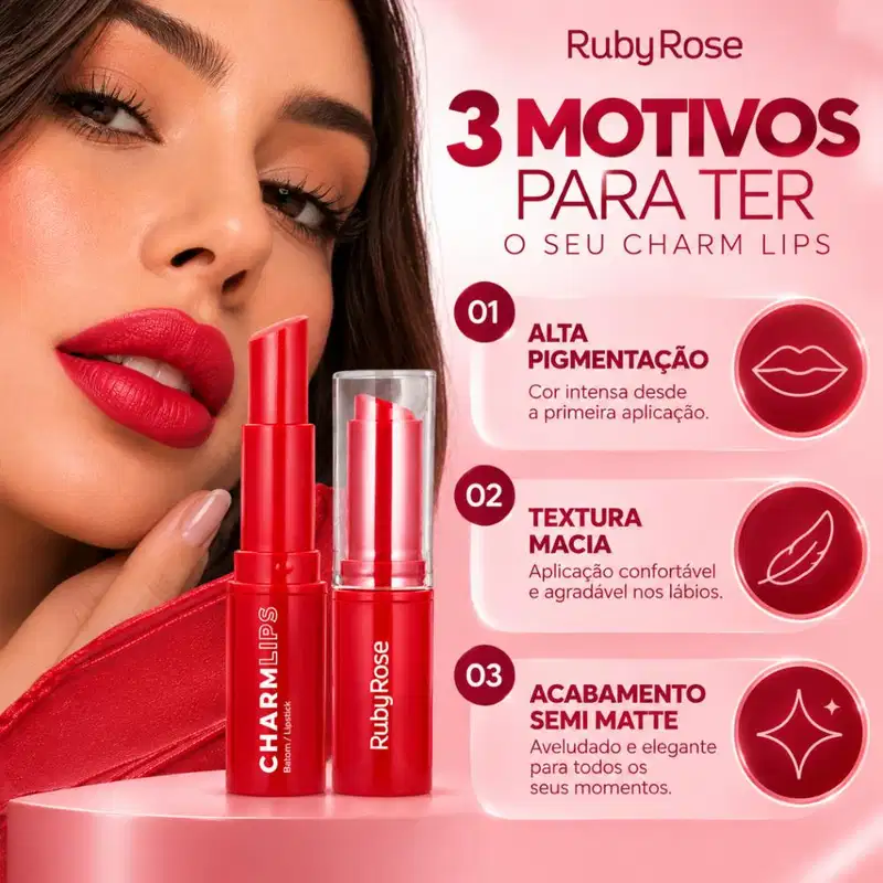 Batom Ruby Rose Charm Lips Cl20 Hb-l6001-20