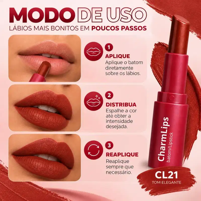 Batom Ruby Rose Charm Lips Cl21 Hb-l6001-21
