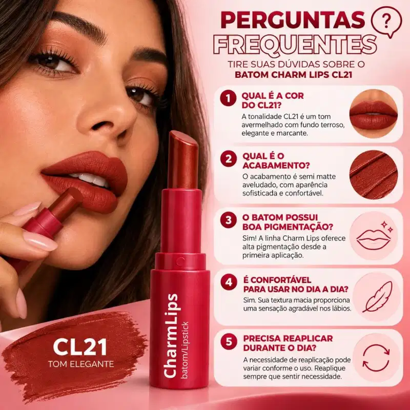 Batom Ruby Rose Charm Lips Cl21 Hb-l6001-21