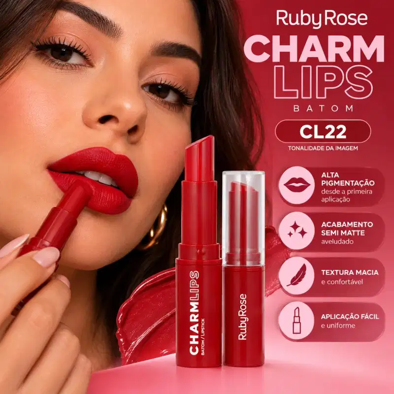 Batom Ruby Rose Charm Lips Cl22 Hb-l6001-22