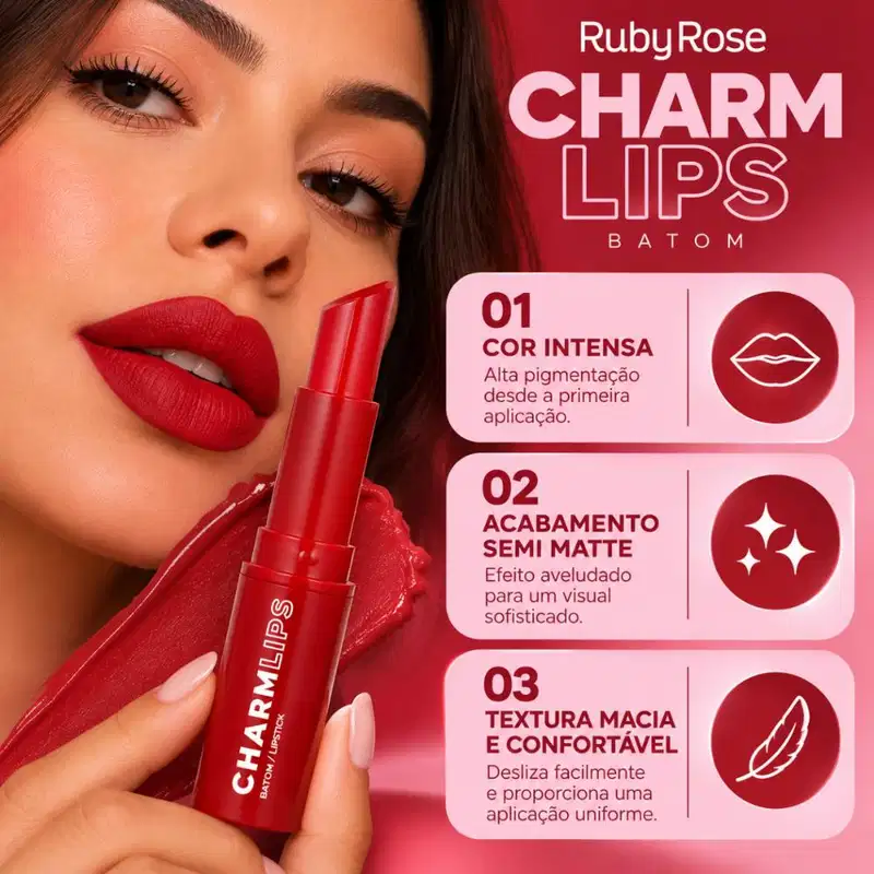 Batom Ruby Rose Charm Lips Cl22 Hb-l6001-22