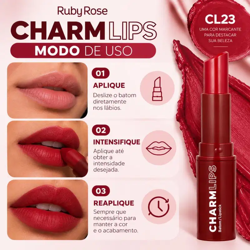 Batom Ruby Rose Charm Lips Cl23 Hb-l6001-23
