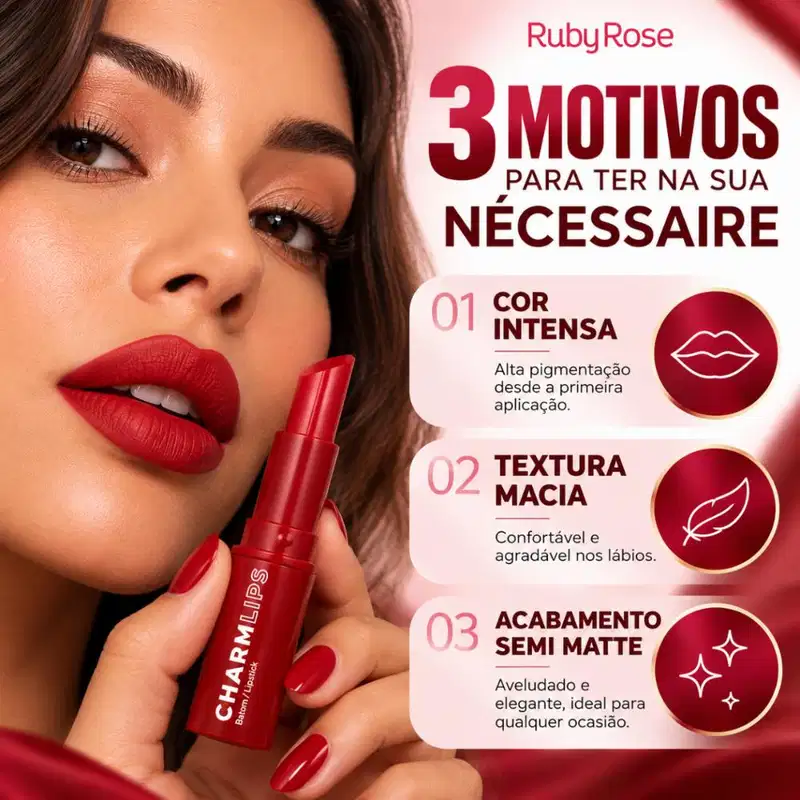 Batom Ruby Rose Charm Lips Cl24 Hb-l6001-24