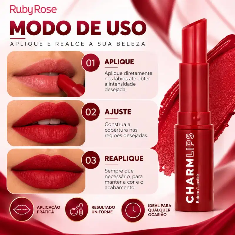 Batom Ruby Rose Charm Lips Cl24 Hb-l6001-24