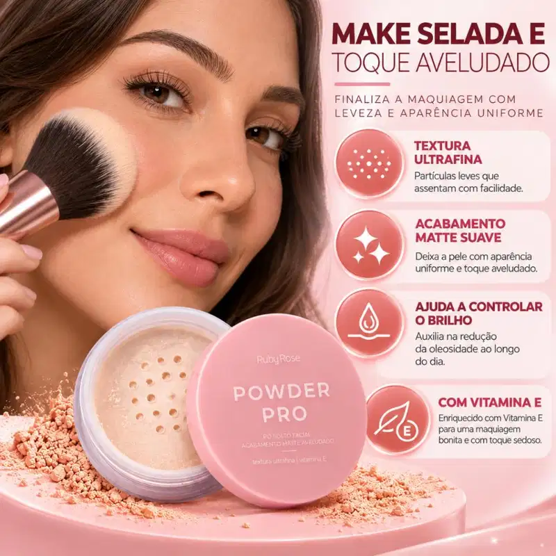 Pó Solto Facial Ruby Rose Powder Pro Ps50 Hb-m400-5 10g