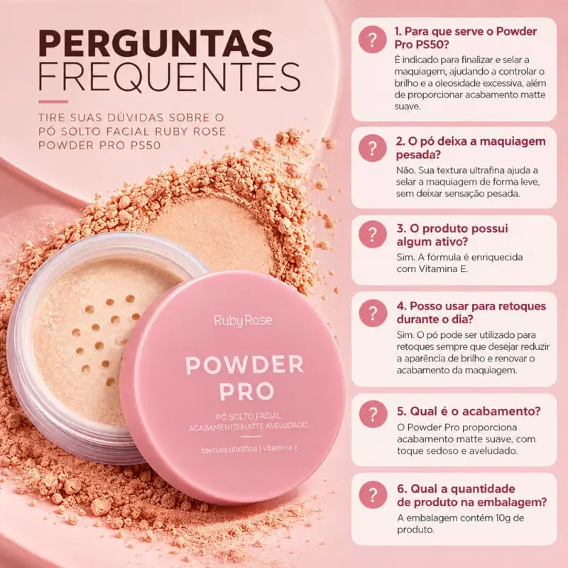 Pó Solto Facial Ruby Rose Powder Pro Ps50 Hb-m400-5 10g