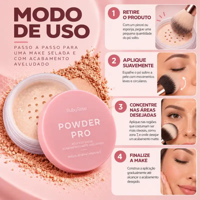Pó Solto Facial Ruby Rose Powder Pro Ps50 Hb-m400-5 10g