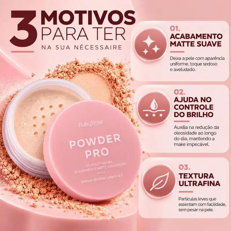 Pó Solto Facial Ruby Rose Powder Pro Ps50 Hb-m400-5 10g