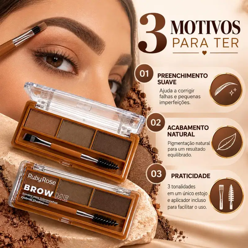 Sombra Para Sobrancelhas Ruby Rose Brow Me Bm02 Hbe2516-2