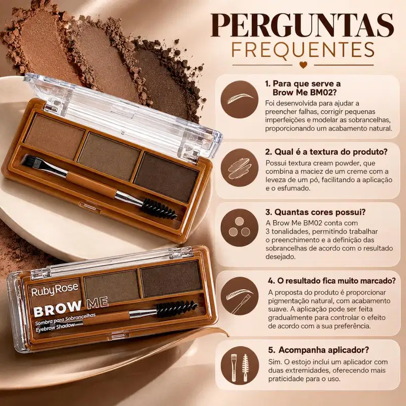 Sombra Para Sobrancelhas Ruby Rose Brow Me Bm02 Hbe2516-2